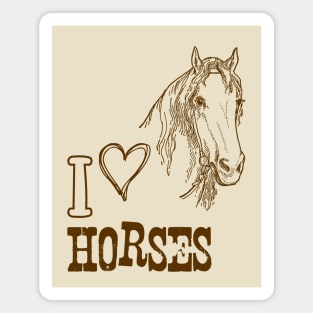 Horse Head with Text: I Love Horses Magnet